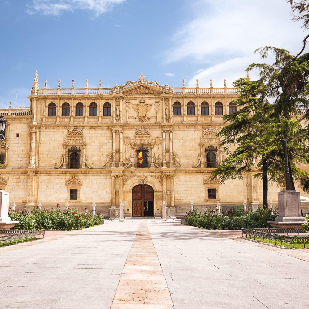Facade of the building of the College of Saint Ildefonso, seat of the University of Alcalá de Henares